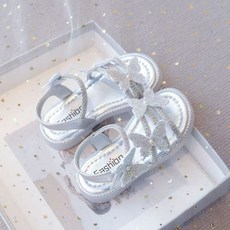 DIU 軟底時尚女童涼鞋夏季新款小女孩公主鞋百搭平底沙灘鞋水晶鞋