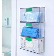 일회용 장갑 보관함 크린팩 리필 마스크 상자 투명 정리 벽걸이형 3개 3세트 포함, 벽걸이형 서랍형 2개 개별포장용 2세트 포함