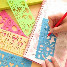 스텐실 세트 4종 컬러 모양 동물모형