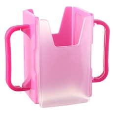 兒童托杯架 輔助杯架 防擠壓飲料架 摺疊鋁箔包牛奶杯, 兒童學習托杯架-少女粉, 1個