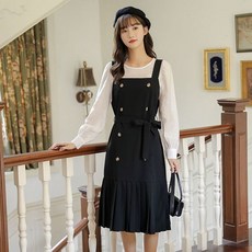 여성투피스 여성세트 맨투맨 티 + 멜빵원피스 티셔츠 여성원피스 ZBW26020545 59