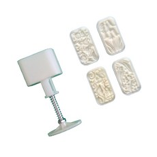 청소하기 쉬운 플라스틱 월병 몰드 페이스트리 스탬프 꽃 모양 멍즈 빈 케이크 몰드 월병용 ABS 재료, 1 mold 4 pieces