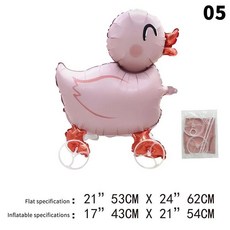 만화 동물 말 코끼리 오리 스탠드업 알루미늄 필름 풍선 바퀴 걷는 선물 생일 파티 장식, 1개, 6. 5