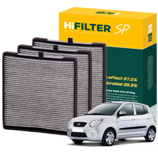 하이필터 기아 자동차 모닝 활성탄 에어컨필터, 3개, 뉴 모닝 (SA) 2008~10년 HI-Q017