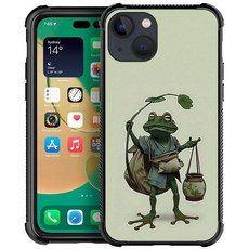 DJSOK 아이폰 14 H 닌자 도그 호환 케이스 네 모서리 충격 방지 보호 소프트 TPU 범퍼 및 하드 PC 패턴 백 케이스 아이폰 14용, 개구리와 물고기, 1개