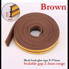 GEEKI 창문 문풍지 틈새막이 바람막이 문짝 바닥 씰링 스트립 방풍지 패킹 가스켓 5M DIEP 자체 접착 도어 창 폼 바람 방수 방진 방음 도구, [05] Brown E 9X4mm NJ, 1개