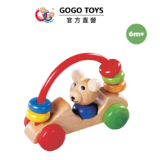 GOGO TOYS 快樂小熊車 木製玩具 嬰幼兒串珠益智觸覺玩具, 彩色, 1套
