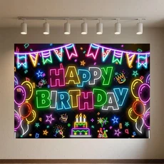 글로우 네온 생일 축하 배경 용품 댄스 카니발 파티 장식 반짝이는 사진 촬영, 01 120x90cm, 07 qmy512-10