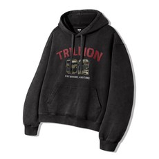 브랜드정품 트릴리온 TRILLION 카모 아플리케 그래픽 오버핏 후드_피그먼트 차콜 259319