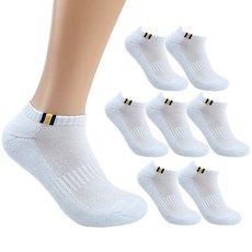 더베이직 남성용 국산 두꺼운 이중쿠션 포인트 스포츠 스니커즈 양말 8켤레, 화이트, 8개