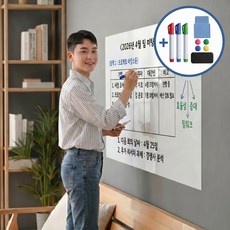 WHH 2초 탈부착 붙이는 자석 화이트보드 메모보드 시트지 메모보드 세트, PET