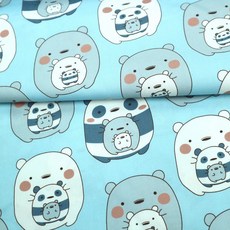 布哥哥商店 薄棉布 熊抱動物 手作拼布家飾DIY, 水藍,尺, 1個