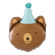 라지쉐잎 고깔모자 곰 동물 생일 파티 헬륨 풍선, 단품