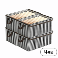 KIboule 대용량 리빙박스 접이식 수납정리함 옷정리 리빙 폴딩박스 먼지없는 이불정리 다용도 수납함, 4개, 블랙