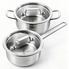 FANOBO스텐 인덕션 투피스 냄비, 1세트, 편수 냄비16cm+양수냄비18cm