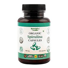 NUTRINPRO USDA 스피루리나 캡슐 - 100% 순수 비건 보충제 GMO 프리 글루텐 프리 화학 물질 프리 (120), 1개, 120정