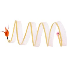 貓咪深海隧道玩具，螺旋形狀，內置羽毛逗貓棒和小老鼠玩具，柔軟透氣網布，可折疊收納, 彈力貓隧道-老鼠羽毛款, 1個