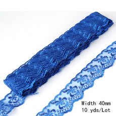 웨딩 장식용 화이트 레이스 리본 자수 트림 DIY 바느질 의류 액세서리 10 야드 40mm, [17] Royal Blue, 1개