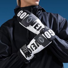 고로브이조이 남녀 공용 기모 방수 터치 스크린 스키장갑 SK34, 1개, 블랙 + 화이트