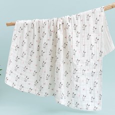 愛北鼻 雙層紗布包巾 竹節棉 兒童印花包巾 新生兒安撫巾