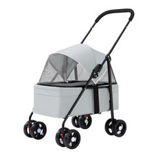 몽글펫 접이식 저상형 강아지 유모차 반려동물 개모차, 그레이, 1개