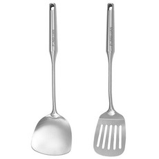 퐁루안 스테인리스 스틸 터너 주걱 세트 도구 요리용 슬롯형 주걱 주방 2개 헤비 금속 터너 듀티, Spatula Set of 2