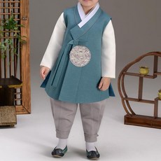 Iseolhanbok 545綠色下襬男童款韓服組