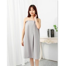薄款浴裙美容院客人服夏季抹胸裹胸裙女士理療按摩推拿桑拿汗蒸服, 1個, 淺灰色【抹胸開扣款】:均碼【90-160斤可穿】