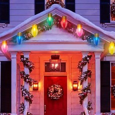 야외 크리스마스 장식 조명 4.9m(16피트) 점보 스트링 조명 26.7cm(10.5인치) LED 대형 멀티컬러 전구 지붕 걸이 파티오 처마 트리 정원 휴일 통로 장식용 31, Clear Multicolor