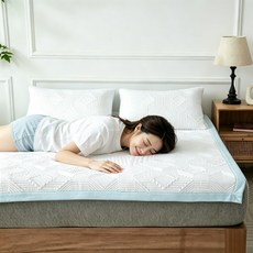 siinwaus 여름냉감패드 눕자마자 기절하는 오싹오싹 삼중직냉감원단 지속냉감 쿨매트, 화이트+블루