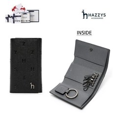 [백화점매장정품] 헤지스 블랙 로고패턴 소가죽 남성 키지갑 HJWA3E566BK 071 고급스런 로고 포인트 소가죽
