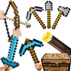 [KC인증] 마인크래프트 다이아몬드 칼 검 곡괭이 삽 무기 3종 도구 활 피규어, 도구3종세트, 1개