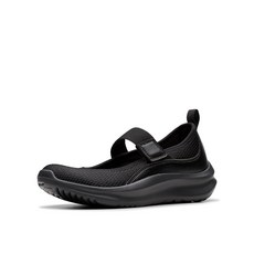 Clarks 여성용 Athleisure 메리 제인 플랫 블랙 텍스타일 10 와이드