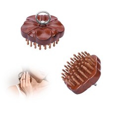 OYAMEQICH 모발 성장 및 엉킴 제거를 위한 나무 두피 마사지기 - 바디 마사지 노드가 있는 넓은 톱니 나무 헤어 브러시 스트레스 완화 및 혈류 개선, Small teeth
