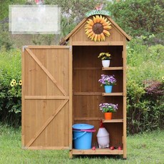 야외창고 농기구보관함 플라스틱창고 정원 조립식창고, 4 개, 내추럴우드 77x54.5x179 반