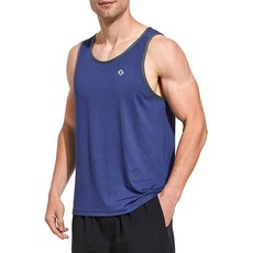 Ksmien 남성용 운동 탱크 탑 빠른 건조 러닝 체육관 피트니스 트레이닝 머슬 민소매 셔츠 블루. [호환]