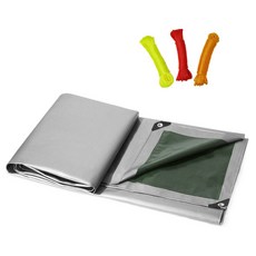 CLUBUNI 타포린 양면코팅 방수포 4x6m + 스트링, 실버