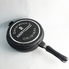 DESSINI HAPPY COOCO 28公分雙面煎烤鍋 明火不沾鍋 烤盤, 1個, HITAM Black 黑色28Cm