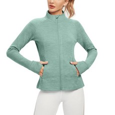 TIHEEN 여성용 플리스 집업 재킷 긴소매 따뜻하고 부드러운 폴라 경량 코트 포켓 엄지 구멍 포함 12232-그린 L 163839 8587762766, 12232-그린_L