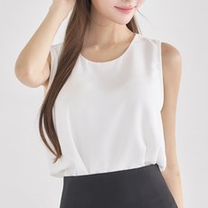 더웨이나인 라운드 나시 블라우스