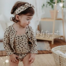 [출산 백일 선물]우이동금손 호피 가디건세트