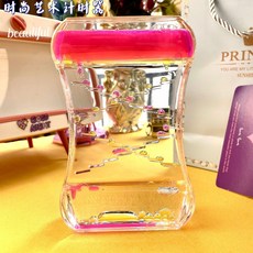 時尚藝術動感滑梯液體沙漏油漏 創意計時器 桌面解壓擺件 兒童生日禮物 家居裝飾, 05款动感双层滑梯-粉黄