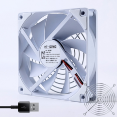 홈앤툴즈 5V DC USB 저소음 쿨링팬 120mm (그릴 화이트 스퀘어), 1개