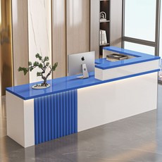 안내데스크 프론트 병원 테이블 학원 계산대 카페 카운터 접수대, 흰색 + 파란색