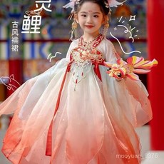 女童漢服2025新款兒童古風僊氣齊胸襦裙中國風公主連衣裙薄款古裝 DMT1