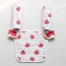 愛兒寶背巾口水巾 腰凳前墊 肩帶口水巾 親膚柔軟 多功能設計 方便清洗, 1個, B款草莓前墊+肩帶, 粉色