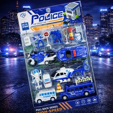 풀백 시리즈 하이스피드 자동차 미니카 폴리스 중장비 장난감 선물, 블루