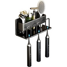 뉴엔에스 알루미늄 치약 칫솔걸이 3구, 블랙, 1개