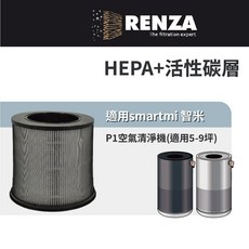 適用 smartmi 智米 P1 空氣清淨機 適用5-9坪 語音控制 HEPA 活性碳 濾網 濾芯 濾心, 1個