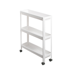 多層移動式夾縫收納推車 窄縫置物架 廚房客廳浴室收納, 白色